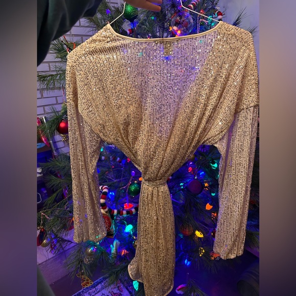 Forever 21 Cream Sequin Wrap-Dress - Picture 3 of 4